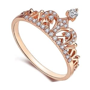 anillo corona de oro rosa con brillantes