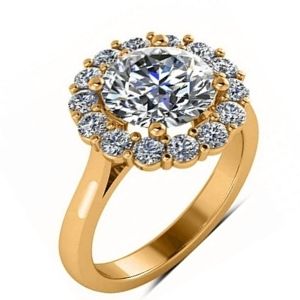 anillo halo de oro con diamante y brillantes