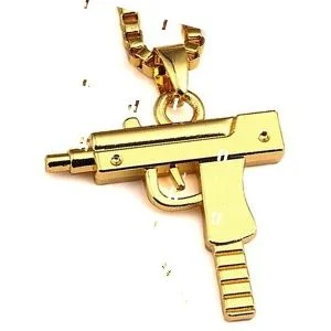 colgante pistola ametralladora uzi de oro