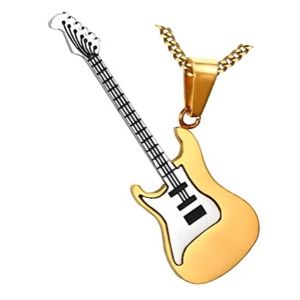 colgante guitarra oro y plata