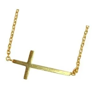 cruz horizontal de oro con cadena