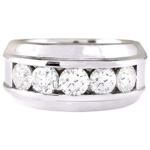 anillo de boda para hombre, de oro blanco de 14 k, con diamante