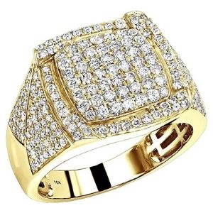 anillo para hombre, de oro de 10 k, con diamantes