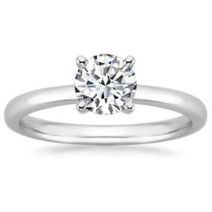 anillo de compromiso para mujer, de oro blanco de 14 k, con diamante