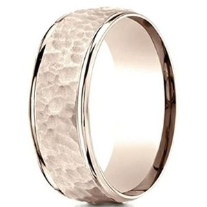 anillo martillado para mujer, de oro rosa de 14 k