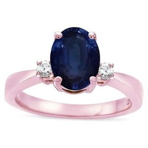 anillo de compromiso para mujer, de oro rosa, con zafiro