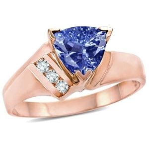 anillo para mujer, de oro rosa de 10 k, con piedra de tanzanita