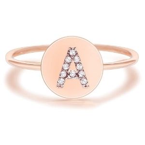 anillo para niña, chapado en oro rosa de 14 k, con circonitas