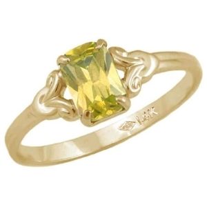 anillo para niña, de oro amarillo de 10 k, con piedra natal de noviembre