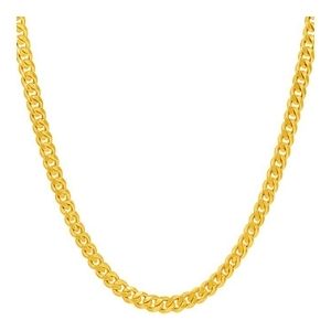 cadena de eslabones cubanos para hombre y mujer, chapada en oro amarillo de 24 k