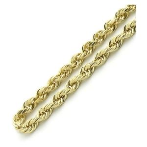 cadena tipo cuerda para hombre y mujer, de oro amarillo de 18 k