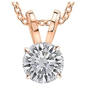 collar para mujer, de oro rosa de 14 k, con colgante de diamante