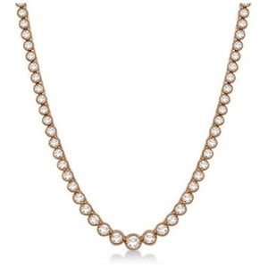 collar clasico para mujer, de oro rosa de 14 k, con diamantes