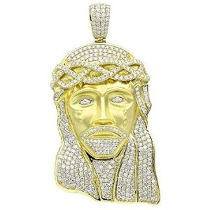 colgante de jesus para hombre, de oro amarillo macizo de 18 k con diamantes