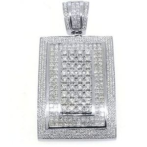 colgante rectangular para mujer, de oro blanco de 14 k con diamantes