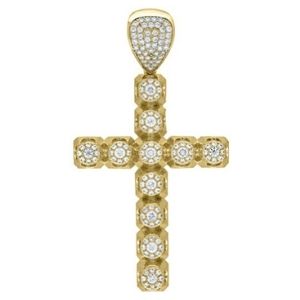 cruz religiosa de oro amarillo de 10 k con circonitas