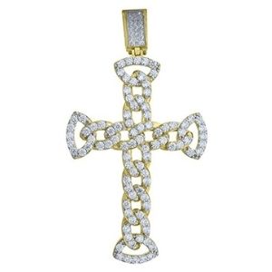 cruz religiosa para hombre, de oro amarillo de 10 k con circonitas