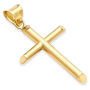 cruz religiosa para hombre y mujer, de oro amarillo de 14 k