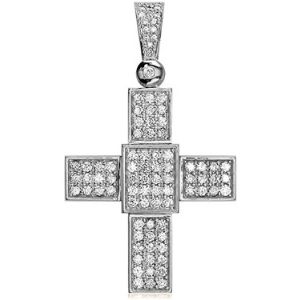 cruz religiosa de oro blanco de 14 k con diamantes