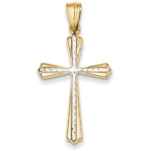 cruz religiosa para mujer y niña, de oro blanco y amarillo macizo de 14 k