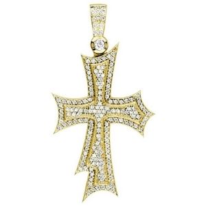 cruz enorme para hombre y mujer, de oro amarillo de 18 k con diamantes