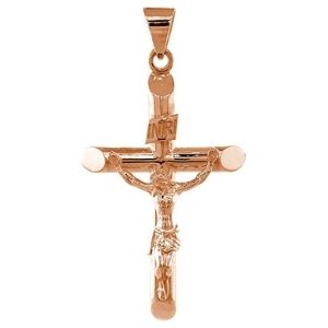 cruz inri de jesus para mujer, de oro rosa de 18 k