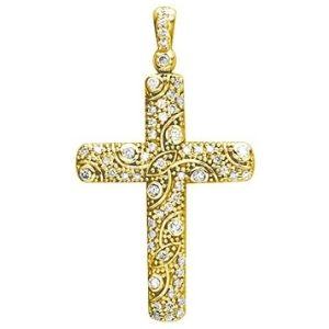 cruz vintage para hombre y mujer, de oro amarillo de 18k con diamantes