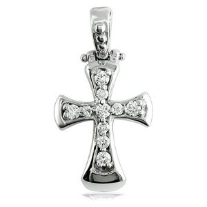 cruz para hombre y mujer, de oro blanco de 18 k con diamantes
