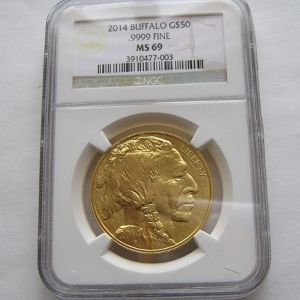 moneda de oro bufalo americano de 50 dolares, año 2014