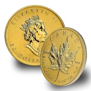moneda de 50 dolares canadienses de 1 oz de oro puro, de 1979