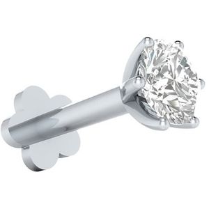 piercing tornillo para labio, de oro blanco de 14 k con diamante
