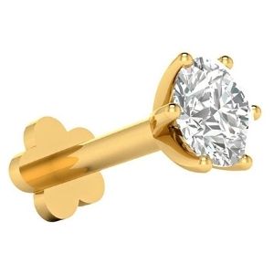 piercing solitario para labio, de oro amarillo de 14 k con diamante