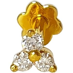 piercing de flor para nariz, de oro amarillo solido de 14 k con diamantes