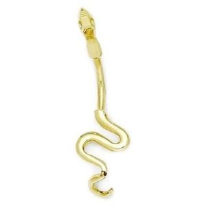 piercing gauge de serpiente para ombligo, de oro amarillo de 14 k