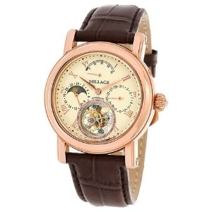 reloj millage volando tourbillon (3826) collection, para hombre, de oro rosa con correa de piel de lagarto