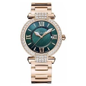 reloj quartz chopard 384221 – 5016, para mujer, de oro rosa con dial verde imperial