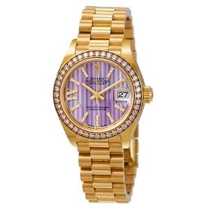 reloj automatico rolex 279138lisrdp, para mujer, de oro amarillo de 18 k con diamantes