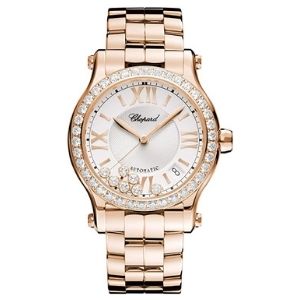 reloj automatico chopard happy sport 274808-5004, para mujer, de oro rosa de 18 k con diamantes