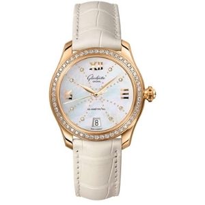 reloj automatico glashuette, para mujer, de oro rosa de 18 k con diamantes