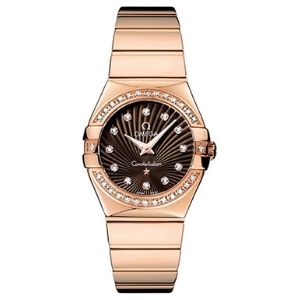 reloj analogico omega constellation 123.55.27.60.63.002, para mujer, de oro rosa de 18 k con diamantes