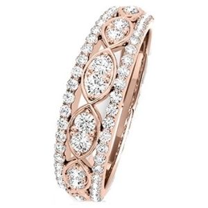 anillo de matrimonio, de oro rosa solido de 14 k con diamantes