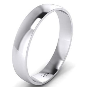 anillo liso de matrimonio, de oro blanco macizo de 14 k