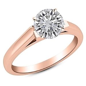 anillo de compromiso, de oro rosa de 18k, con diamante solitario