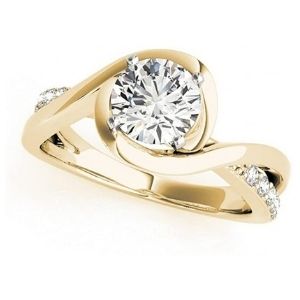 anillo de compromiso, de oro amarillo de 18k, con diamantes