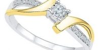 anillo de oro blanco y amarillo de 10 kilates con diamante