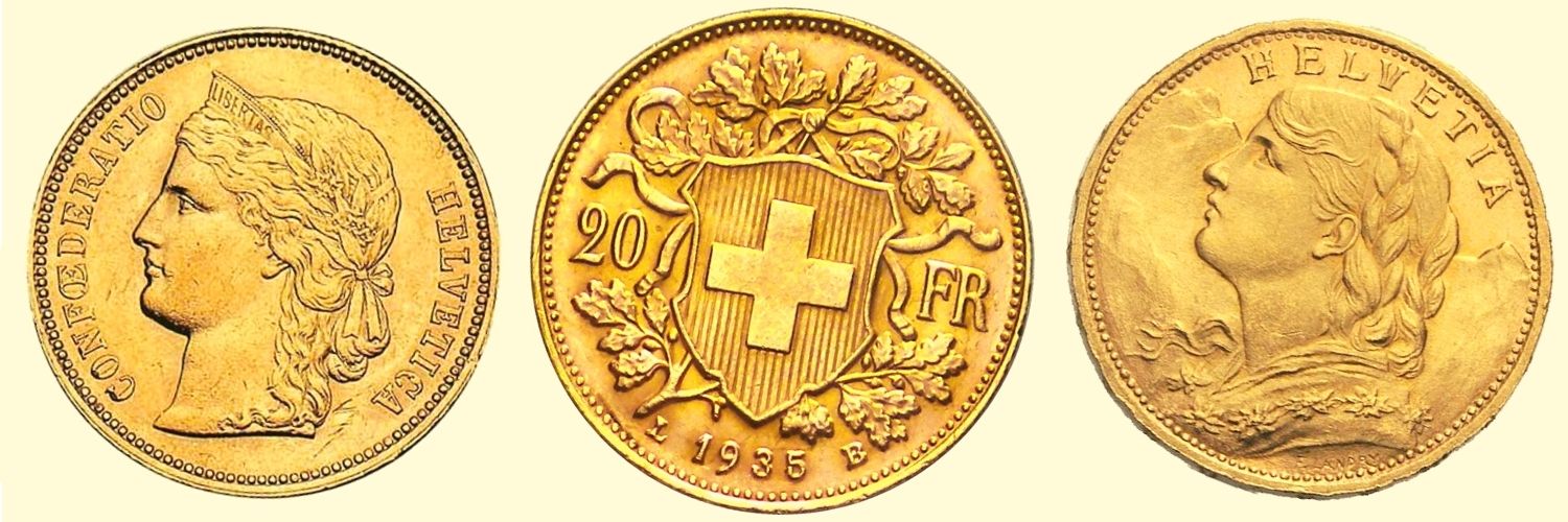 historia de las monedas franco suizo de oro