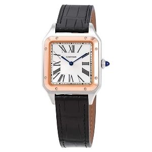 reloj cartier Santos-Dumont W2SA0011, de oro rosa de 18 k y acero inoxidable, con correa de piel, para hombre y mujer, unisex