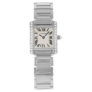 reloj cartier Tank Francaise WE1002S3, de oro blanco de 18 k con diamantes, para mujer