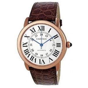 reloj Cartier Ronde Solo W6701009, de oro rosa de 18 k con correa de piel, para hombre