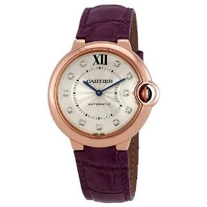 reloj cartier Ballon Bleu WJBB0010, de oro rosa de 18 k con correa de piel, para mujer